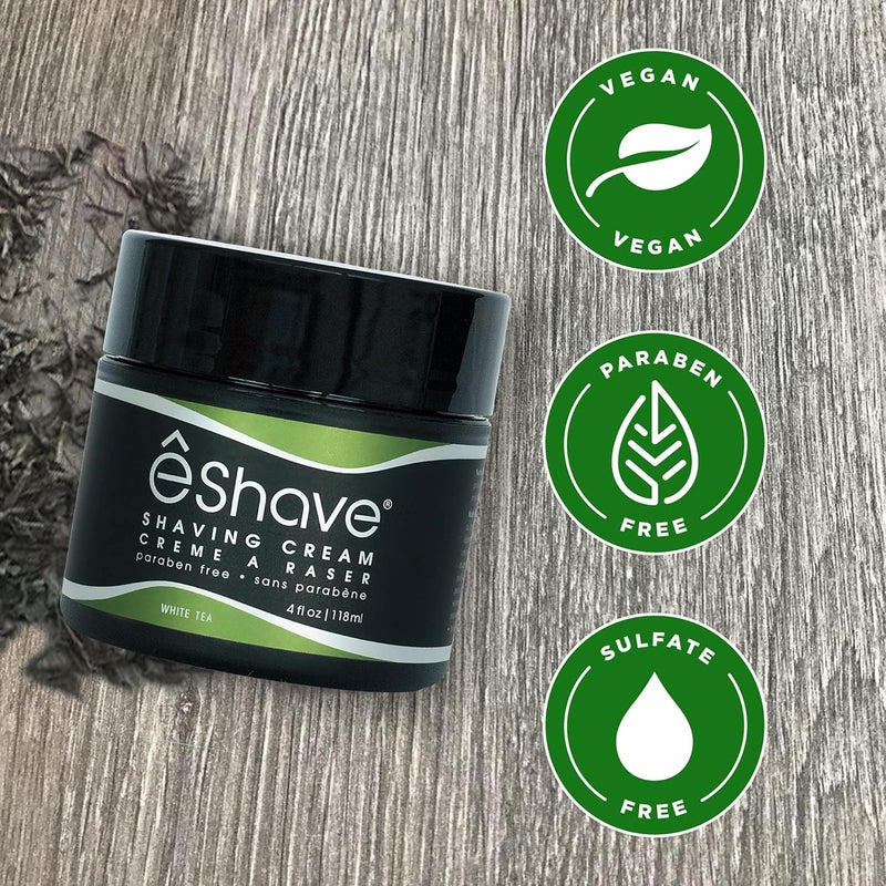 eShave Shaving Cream for Men - White Tea, 4 oz - Paraben Free for Smooth Shave - Image 4